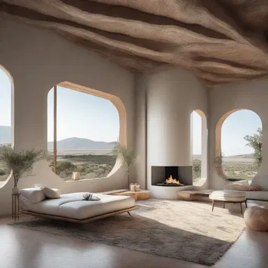 The antinomian architecture and interior design style prioritizes unconventional materials and layouts, challenging traditional norms of functionality and aesthetics.