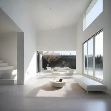 architecture & interior design": "The architect designed a minimalist and antinomian house, where there were no defined boundaries between rooms.
