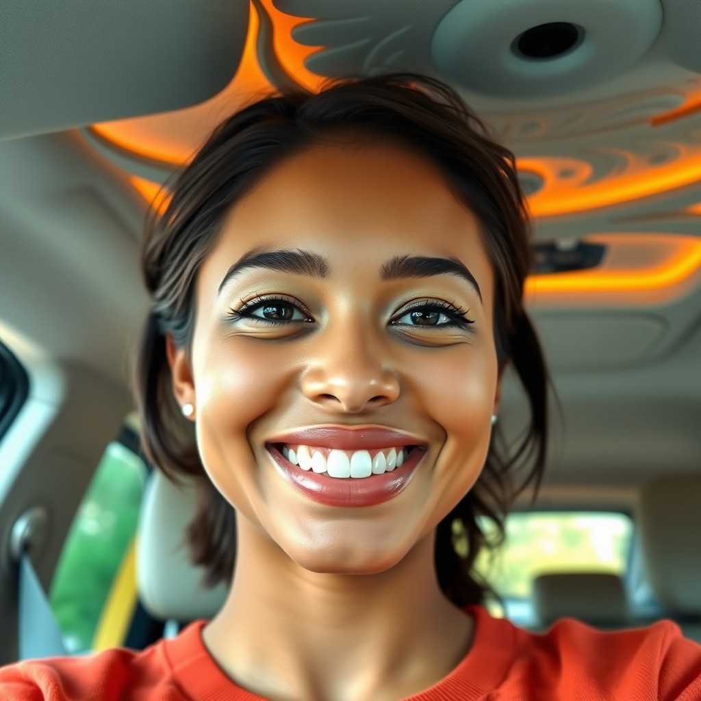 A beautifully edited portrait of a person with a bright smile showcasing perfectly whitened teeth that look natural and not overdone