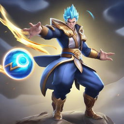 A striking, detailed image of Agus from Mobile Legends in a cool and dynamic pose, accentuating the character's unique features and abilities.