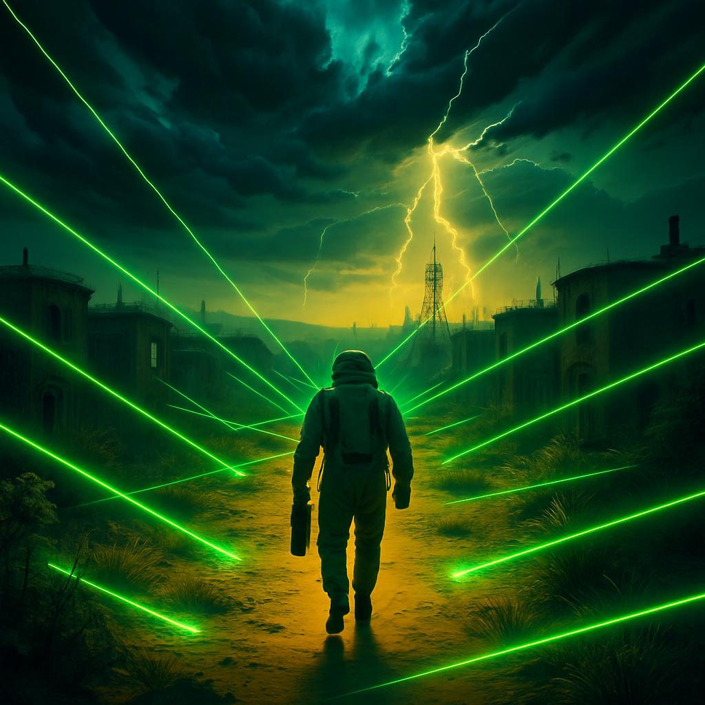 redraw this but the threat is lasers instead of nuclear wasteland