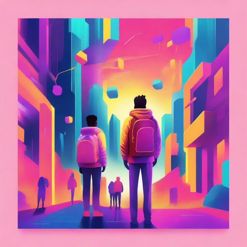 A digital art piece, showcasing a vibrant and futuristic color scheme