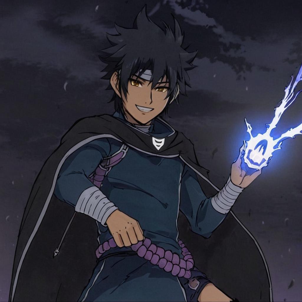 Fierce Character Art: Dark Cloak & Glowing Blue Arm