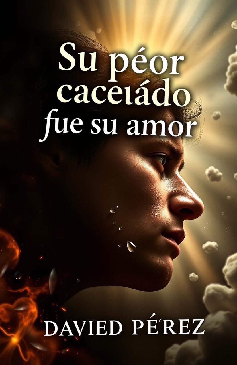 A book cover featuring the phrase 'Su peor castigo, fue su amor', with the author's name David Pérez prominently displayed