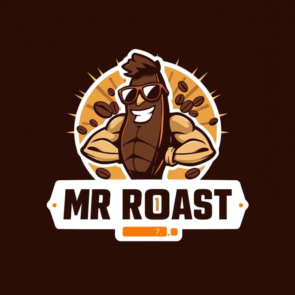 A sleek and modern logo for 'MR ROAST 7