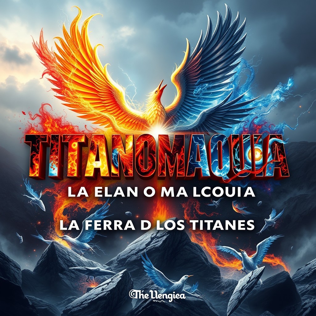 A stunning book cover design for the title 'Titanomaquia: La guerra de los titanes'
