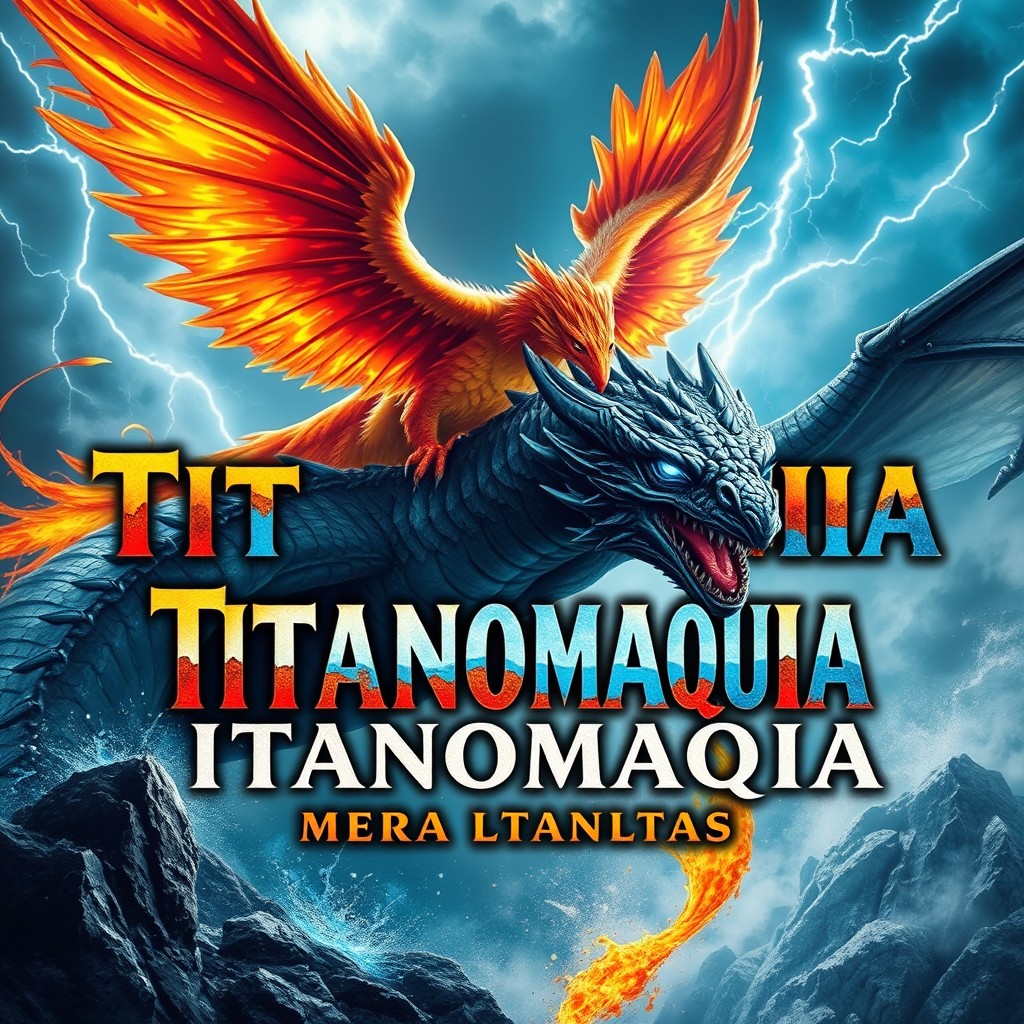 A striking book cover for the title 'Titanomaquia: La Guerra de los titanes'