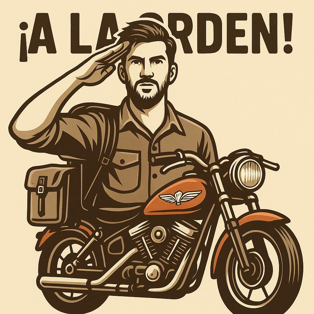 Hola, quisiera que modifiques está imagen de la siguiente manera: Primero recorta la figura del hombre y borra todo lo demás. Luego modifica la imagen de la siguiente forma: ponle una moto de repartidor de encomiendas, con la mochila en la parte de atrás de la moto, y arriba del hombre pon un texto que diga: A LA ORDEN