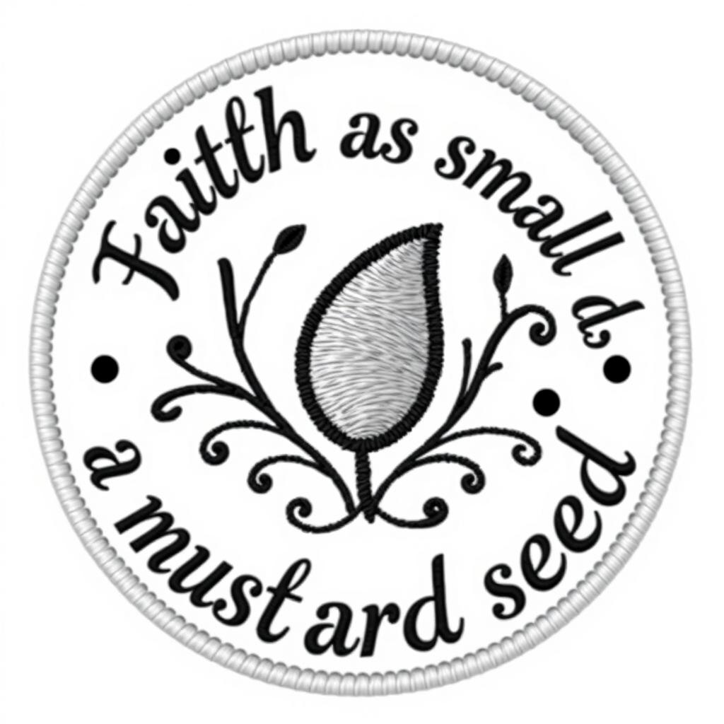 A hat patch design inspired by the Bible verse about having faith the size of a mustard seed