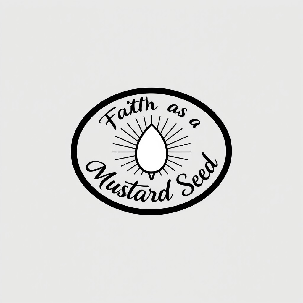 A minimalist hat patch design inspired by the bible verse about faith the size of a mustard seed