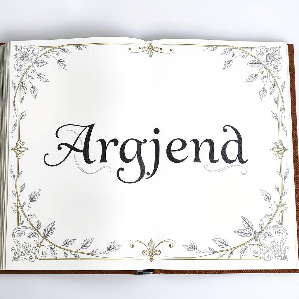 A beautifully designed book page featuring the meaning and symbolism of the name 'Argjend'