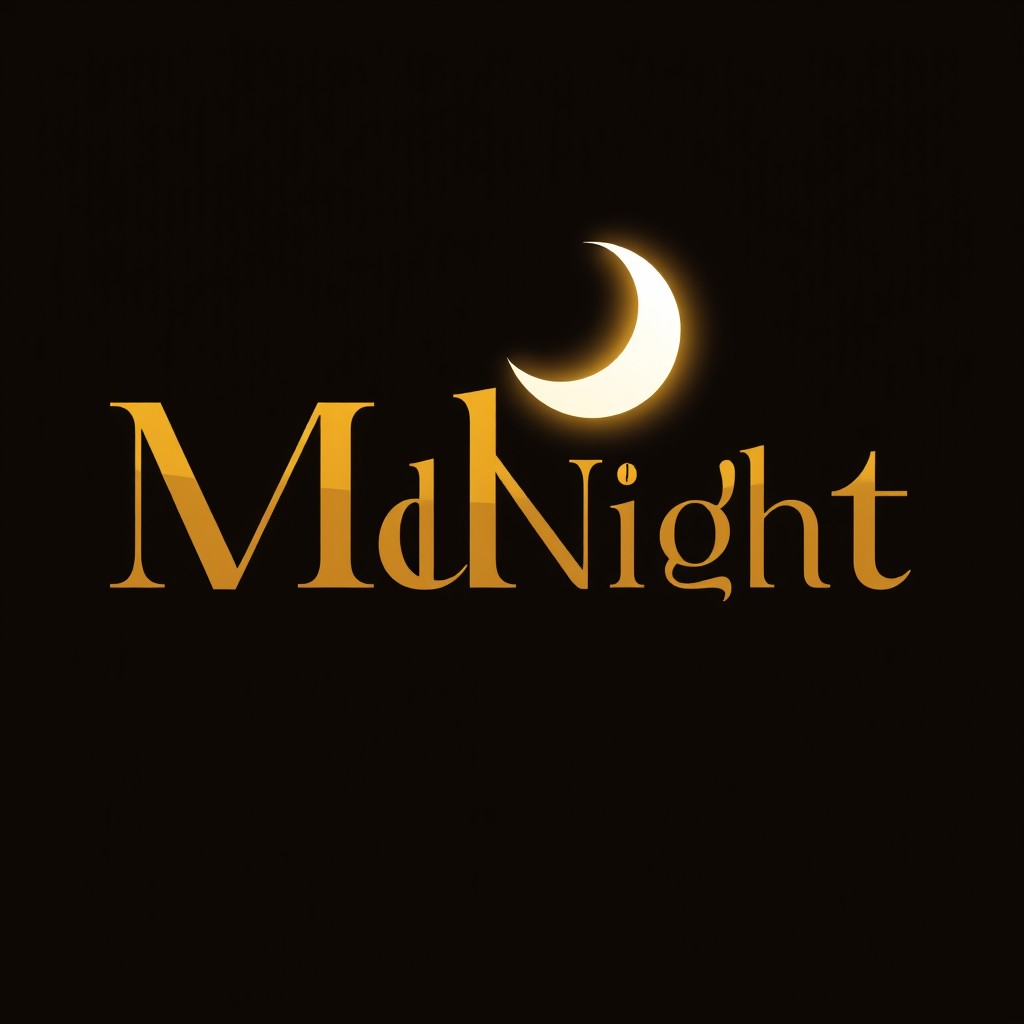 A luxurious and imaginative logo design for a cafe called 'Mid Night'