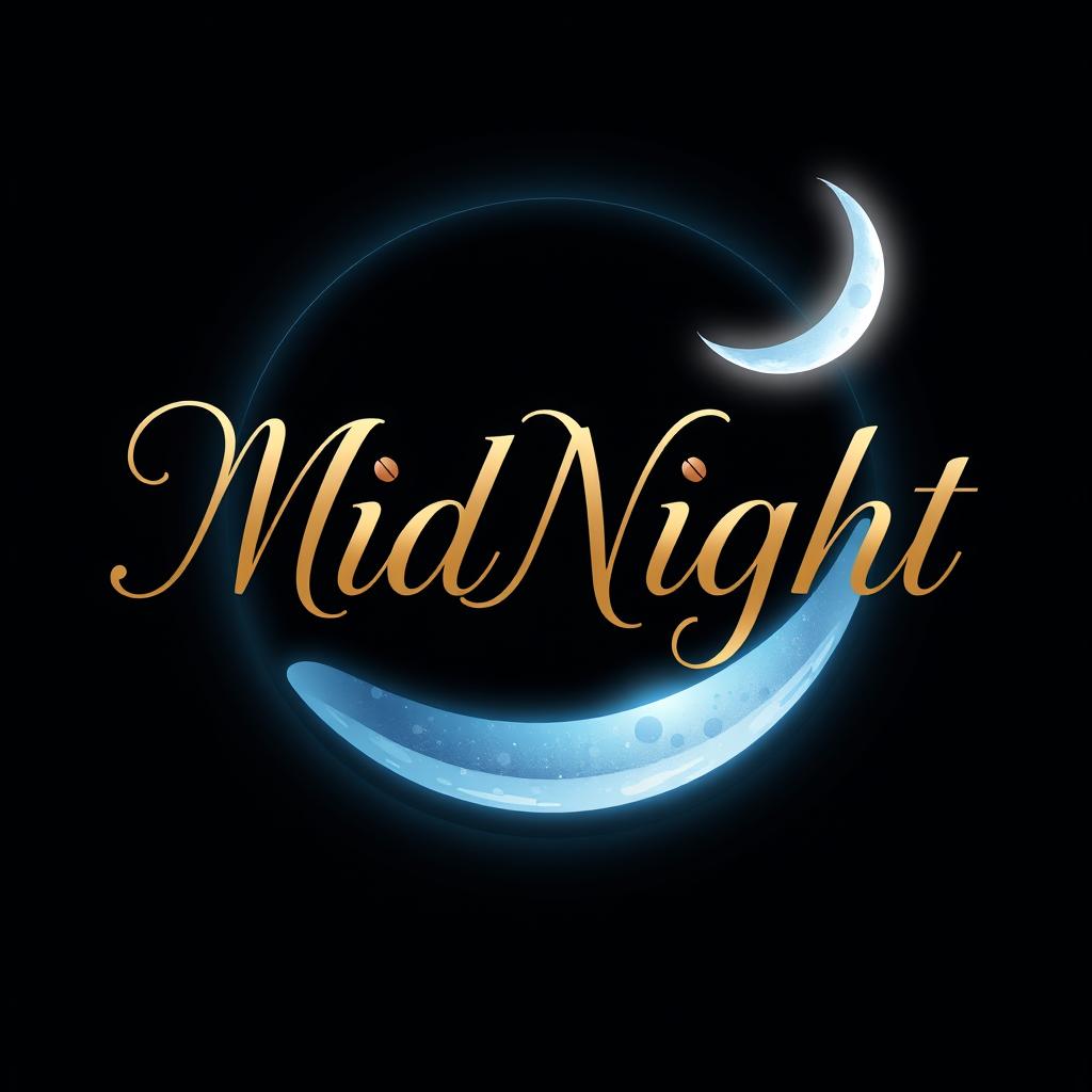 A luxurious and imaginative logo design for a cafe called 'MidNight'
