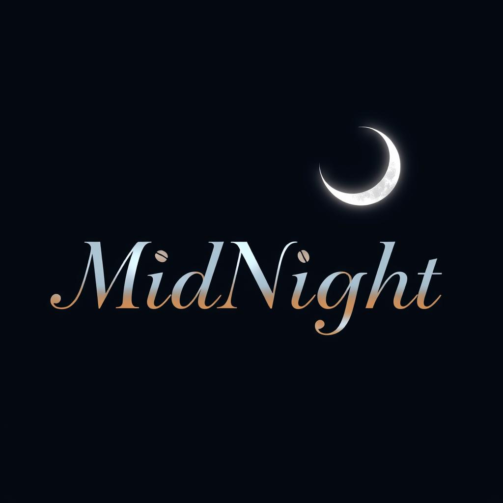 A luxurious and imaginative logo design for a cafe named 'MidNight'
