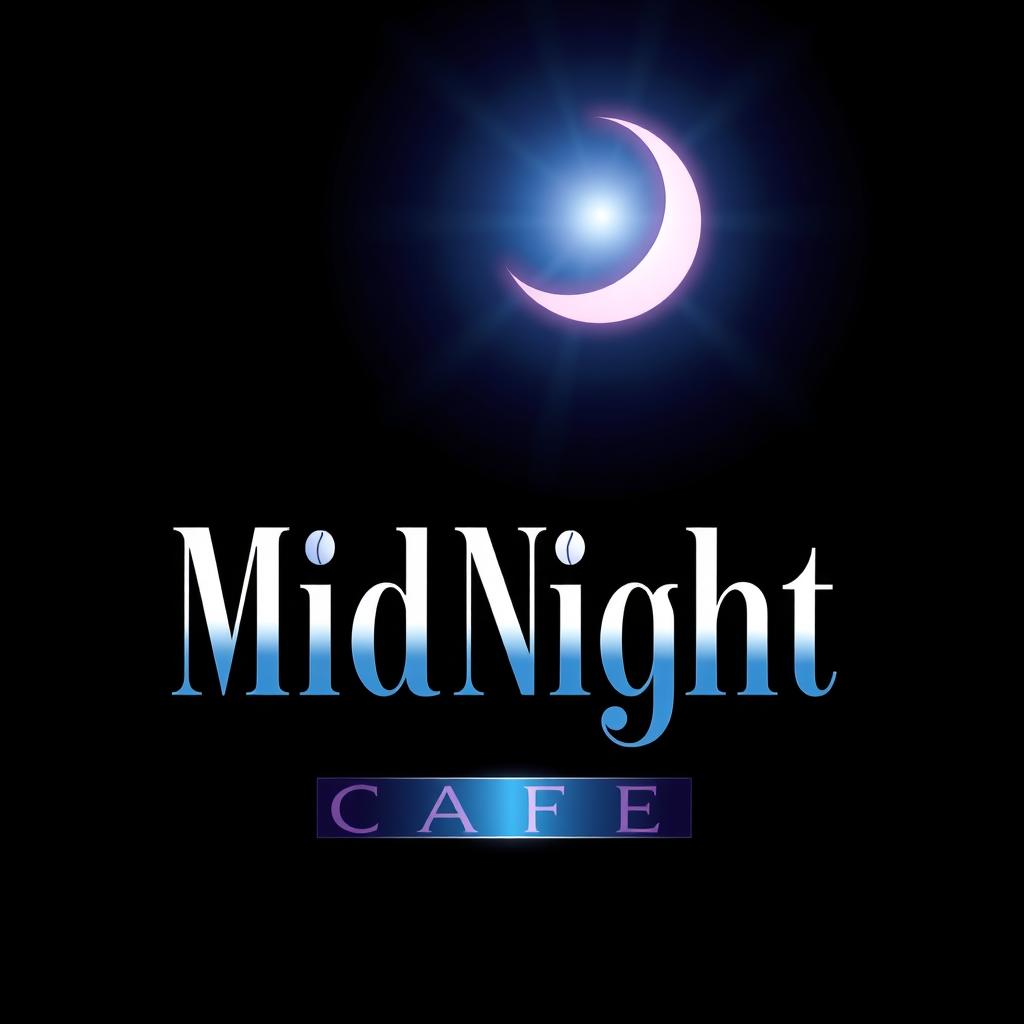 A luxurious and imaginative logo design for a cafe named 'MidNight'