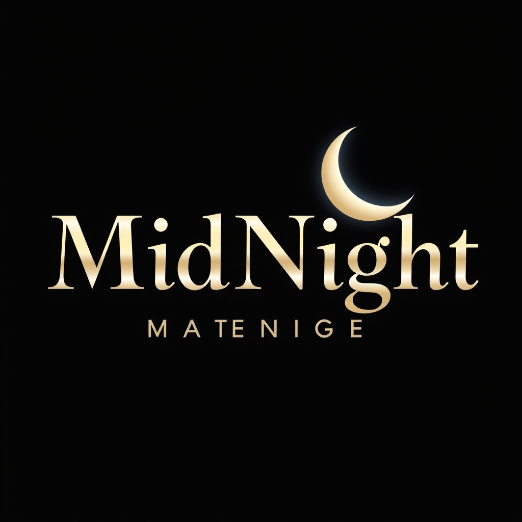 A luxurious and attractive logo for a cafe named 'MidNight'
