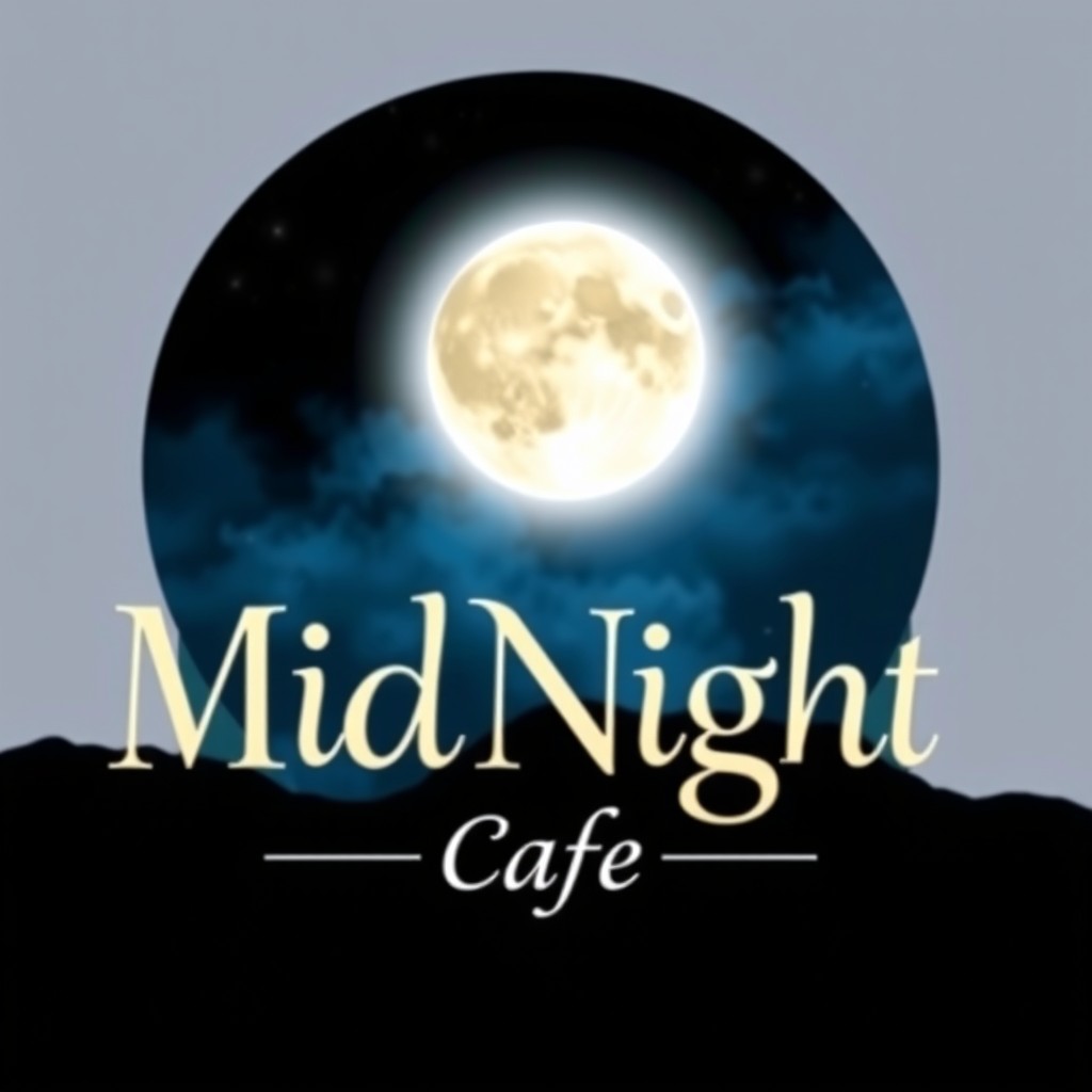 A luxurious and attractive logo for a cafe named 'MidNight'
