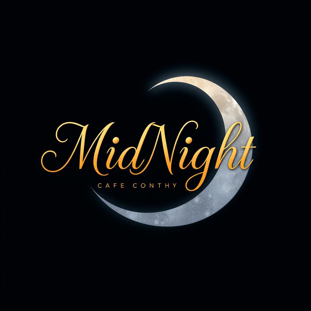 A luxurious and imaginative logo for a cafe called 'MidNight'