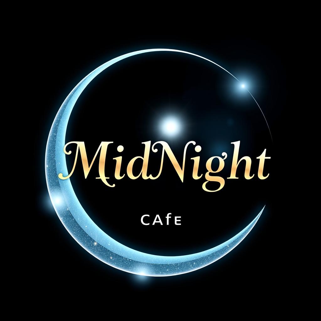 A luxurious and imaginative logo for a cafe named 'MidNight'