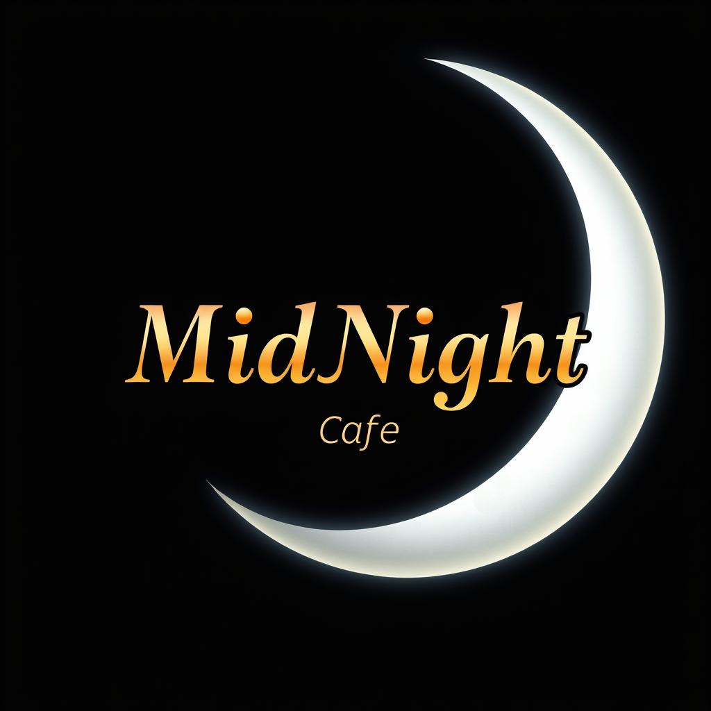 A luxurious and imaginative logo for a cafe named 'MidNight'