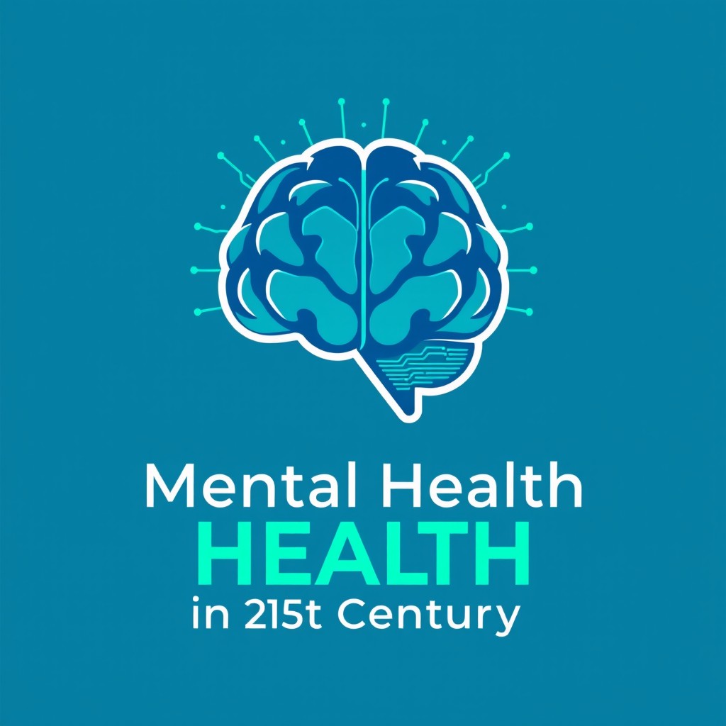 A modern, sleek logo design for an e-book titled 'Mental Health in the 21st Century'