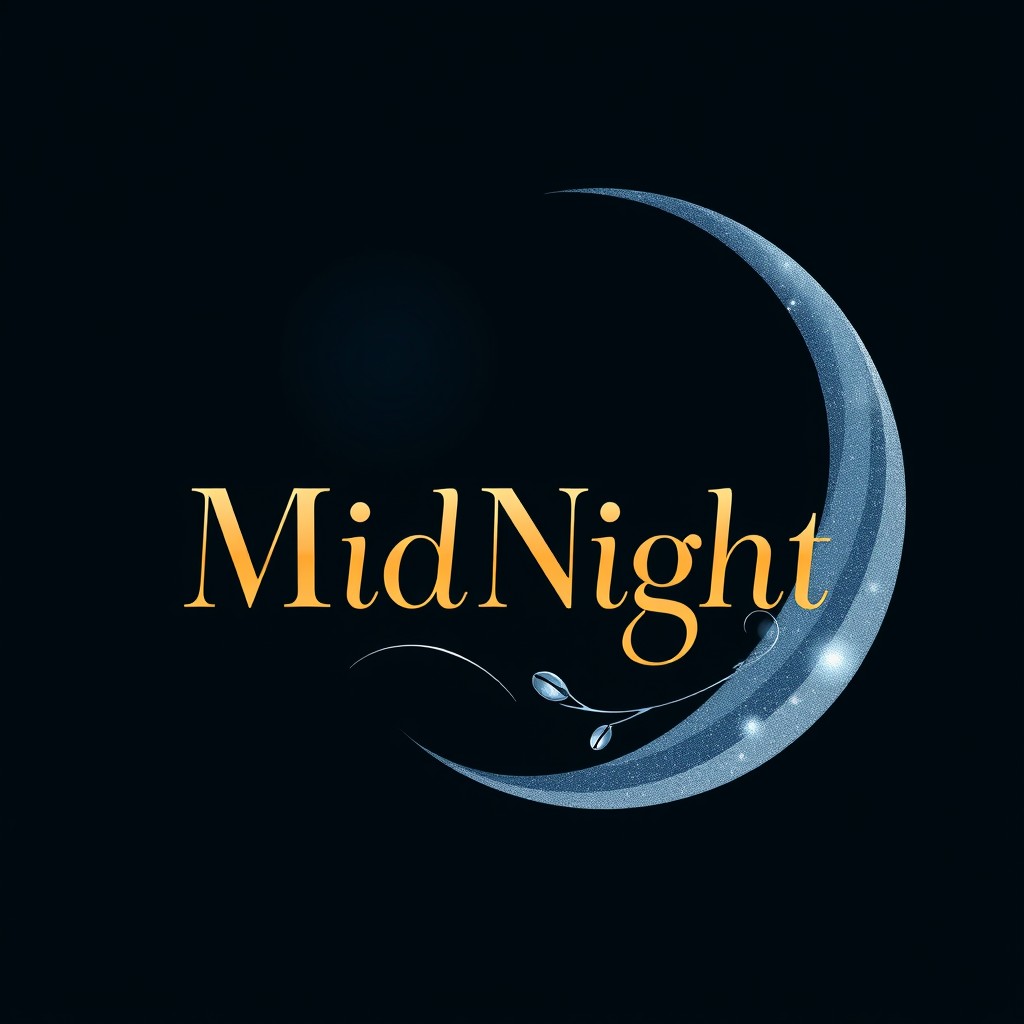 A logo for a cafe named 'MidNight' that exudes luxury and imagination