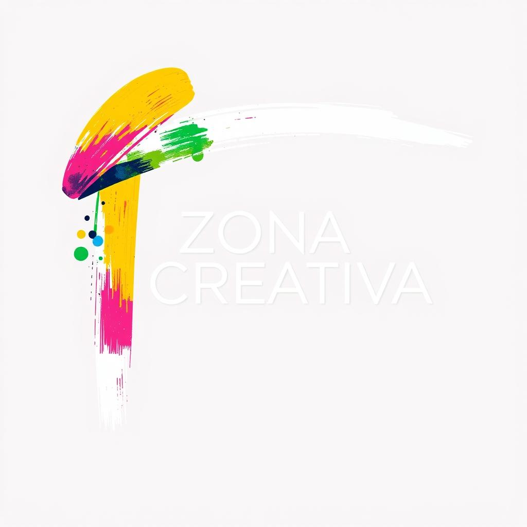 Artistic logo design for a project named 'ZONA CREATIVA', featuring a blend of vibrant colors and abstract artistic elements that symbolize creativity and inspiration