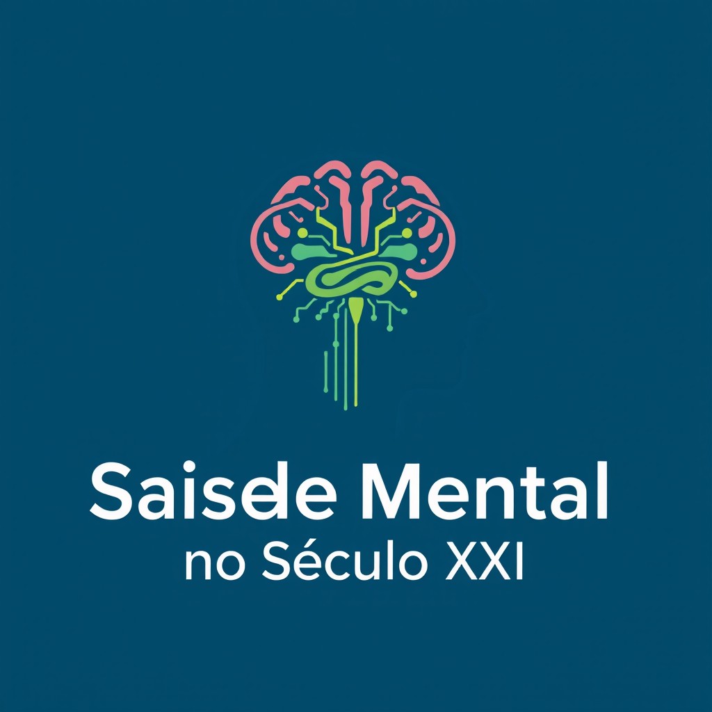 A creative and modern logo design for an e-book titled 'Saúde Mental no Século XXI'