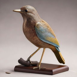 A detailed and stunningly handcrafted bird, showcasing intricacies in design and craftsmanship