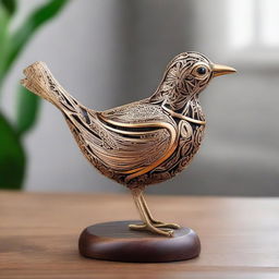 A detailed and stunningly handcrafted bird, showcasing intricacies in design and craftsmanship