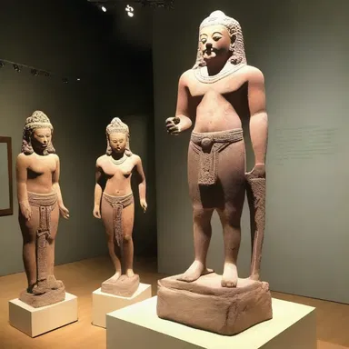 In the art museum, there was a display of exquisite antiquities from ancient civilizations.