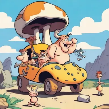 Cartoons like 'The Flintstones' playfully portray a prehistoric world, embracing the concept of antiquity in a whimsical and entertaining manner.