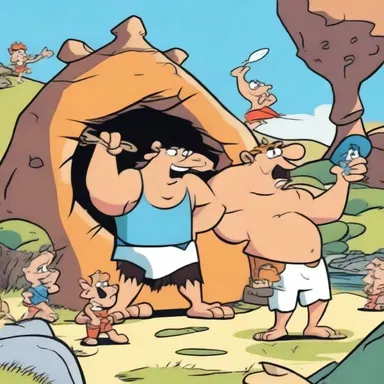 Cartoons like 'The Flintstones' playfully portray a prehistoric world, embracing the concept of antiquity in a whimsical and entertaining manner.