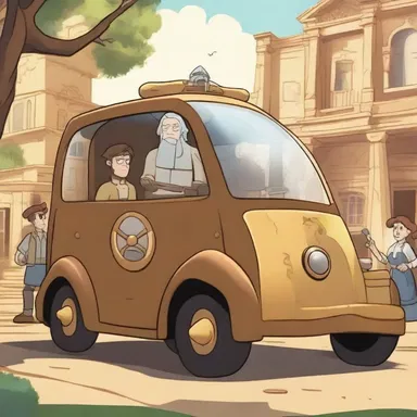 In the animated series, the main characters stumble upon a time machine and are transported to antiquity, where they encounter famous historical figures.