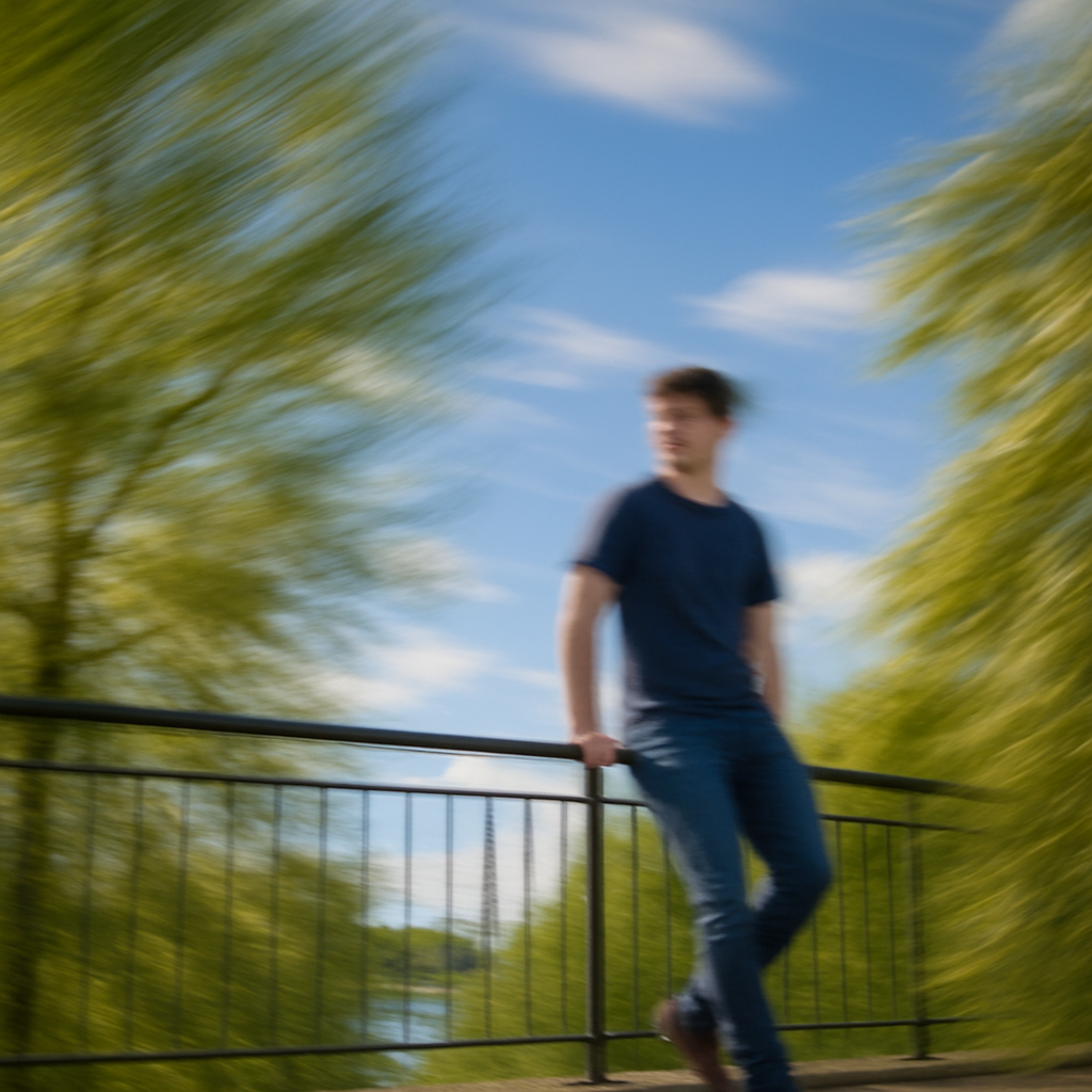 A serene outdoor scene reimagined with a slow shutter effect