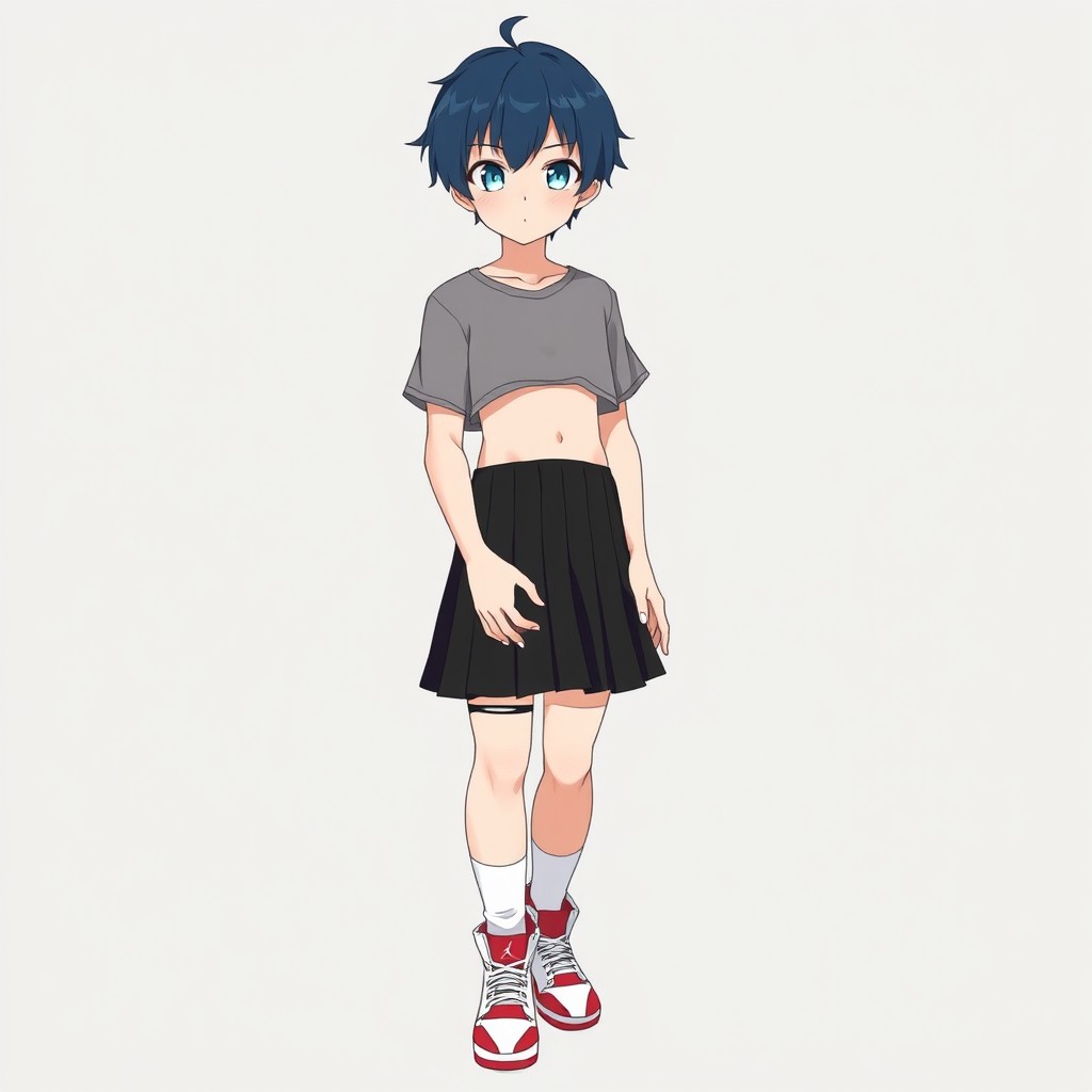 A cute and attractive male femboy character in anime style, 1