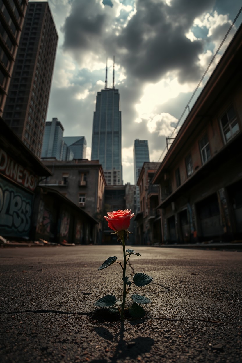 A striking and thought-provoking image that captures the essence of 'cruda realidad', depicting the stark contrast between beauty and harshness in life