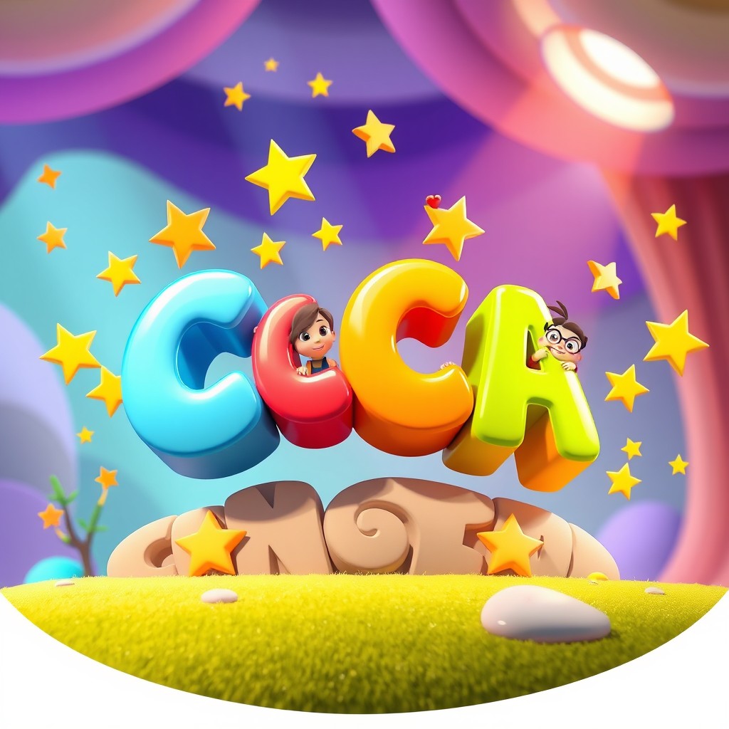 A vibrant and captivating scene depicting a colorful animated logo for a children's show titled 'C