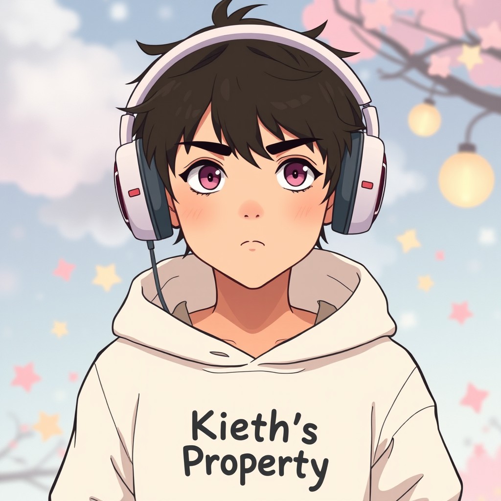 A Studio Ghibli style illustration featuring a cute young man with a serious expression, looking directly at the camera