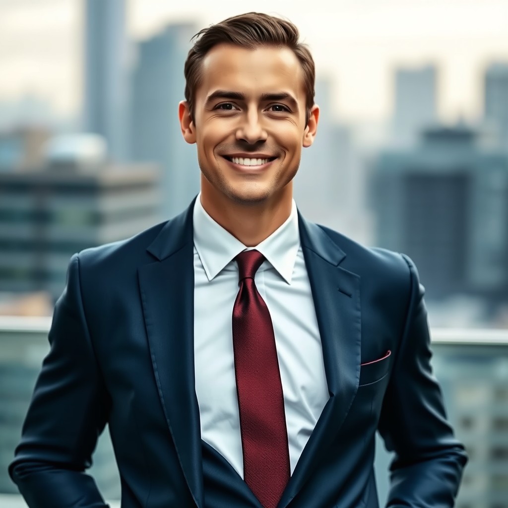 A stylish portrait of a man dressed in an elegant suit and tie