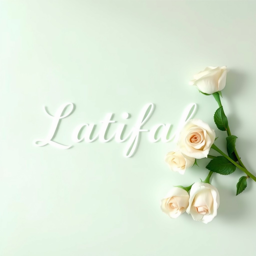 A serene and calming image featuring a pastel background, with the word 'Latifah' elegantly written in white