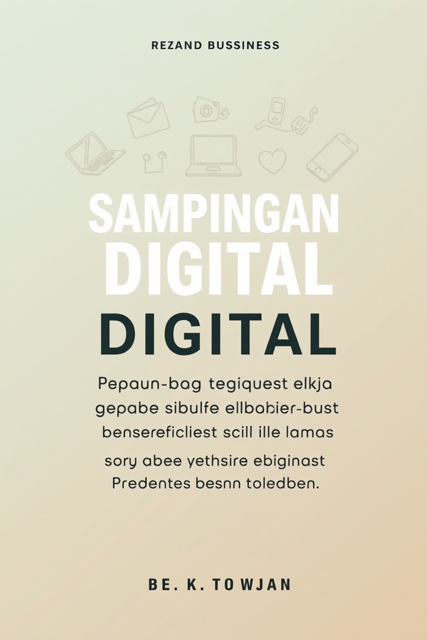 A minimalist ebook cover design for a book titled 'Sampingan Digital: Panduan Bapak-Bapak Sibuk Memulai Bisnis Online dari Nol'