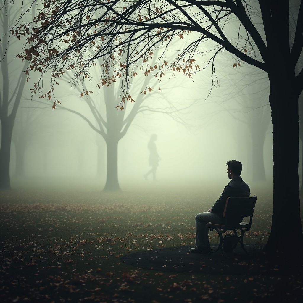 An evocative scene capturing the essence of memories that remain in the heart, highlighting themes of separation, distance, and sadness involving unknown individuals