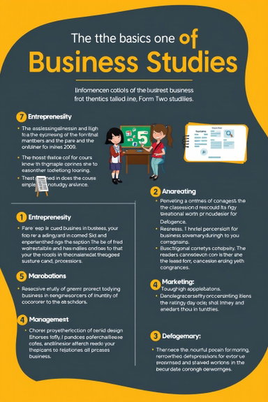 Engaging Business Studies Infographic for Form One and Two Students