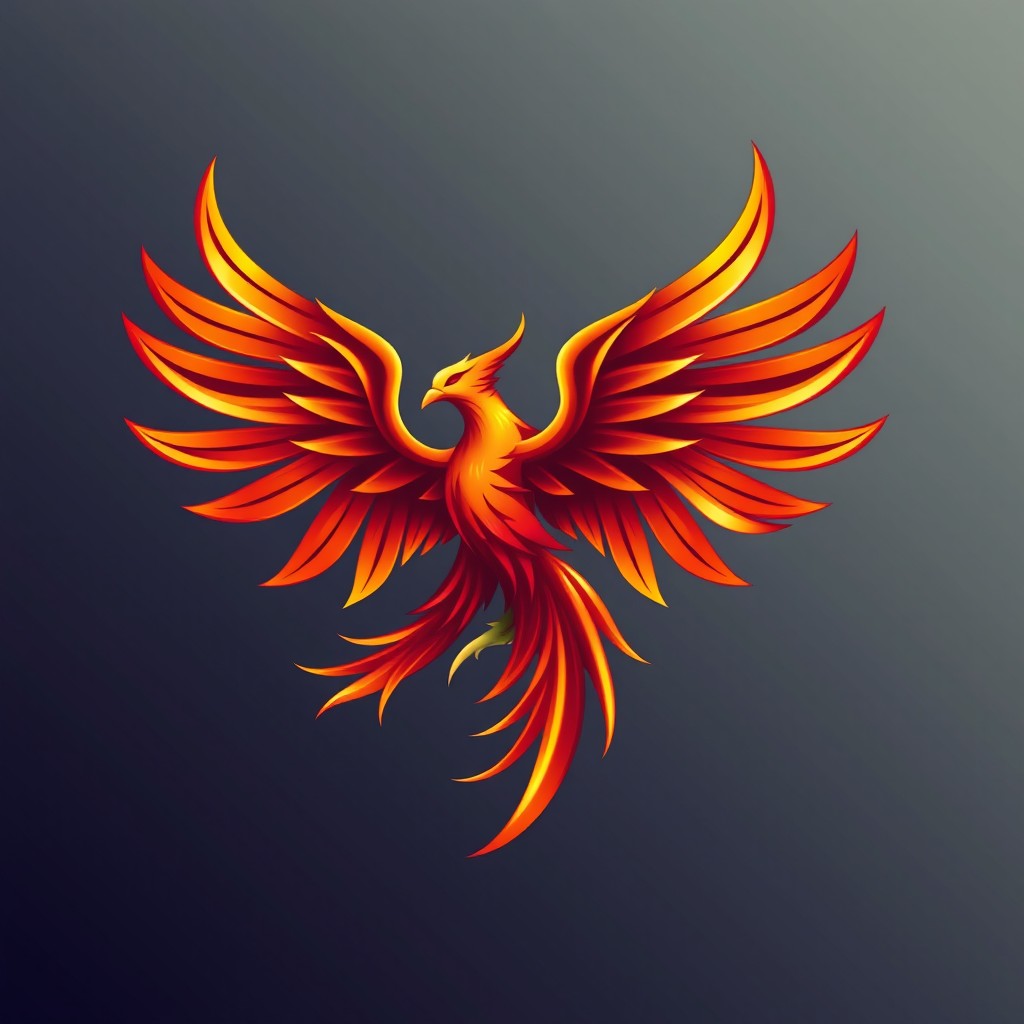A stunning and vibrant logo design featuring a phoenix bird