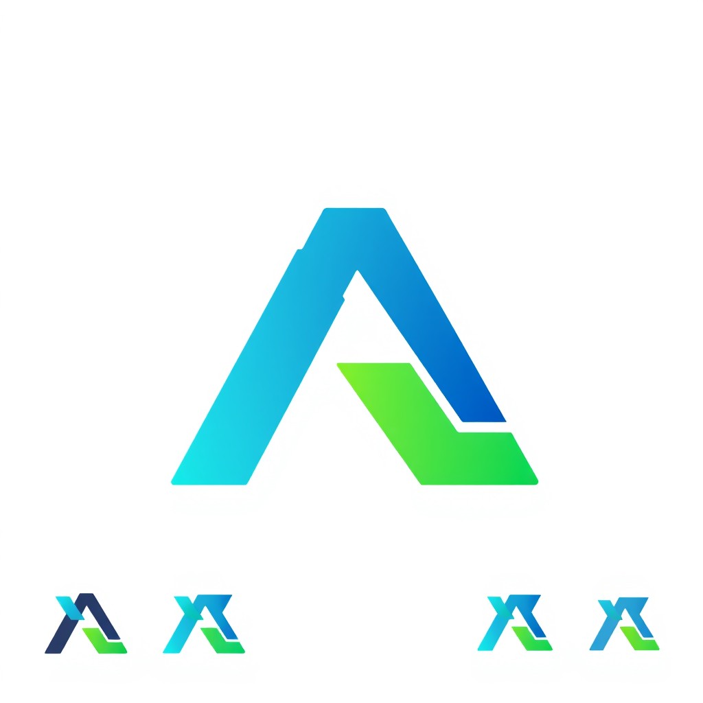 A modern, sleek logo design featuring a stylized letter 'A' integrated with geometric shapes