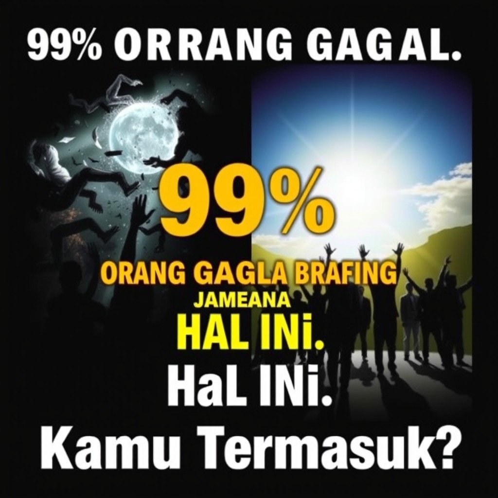A striking and thought-provoking image featuring the text: "99% Orang Gagal Karena Hal Ini