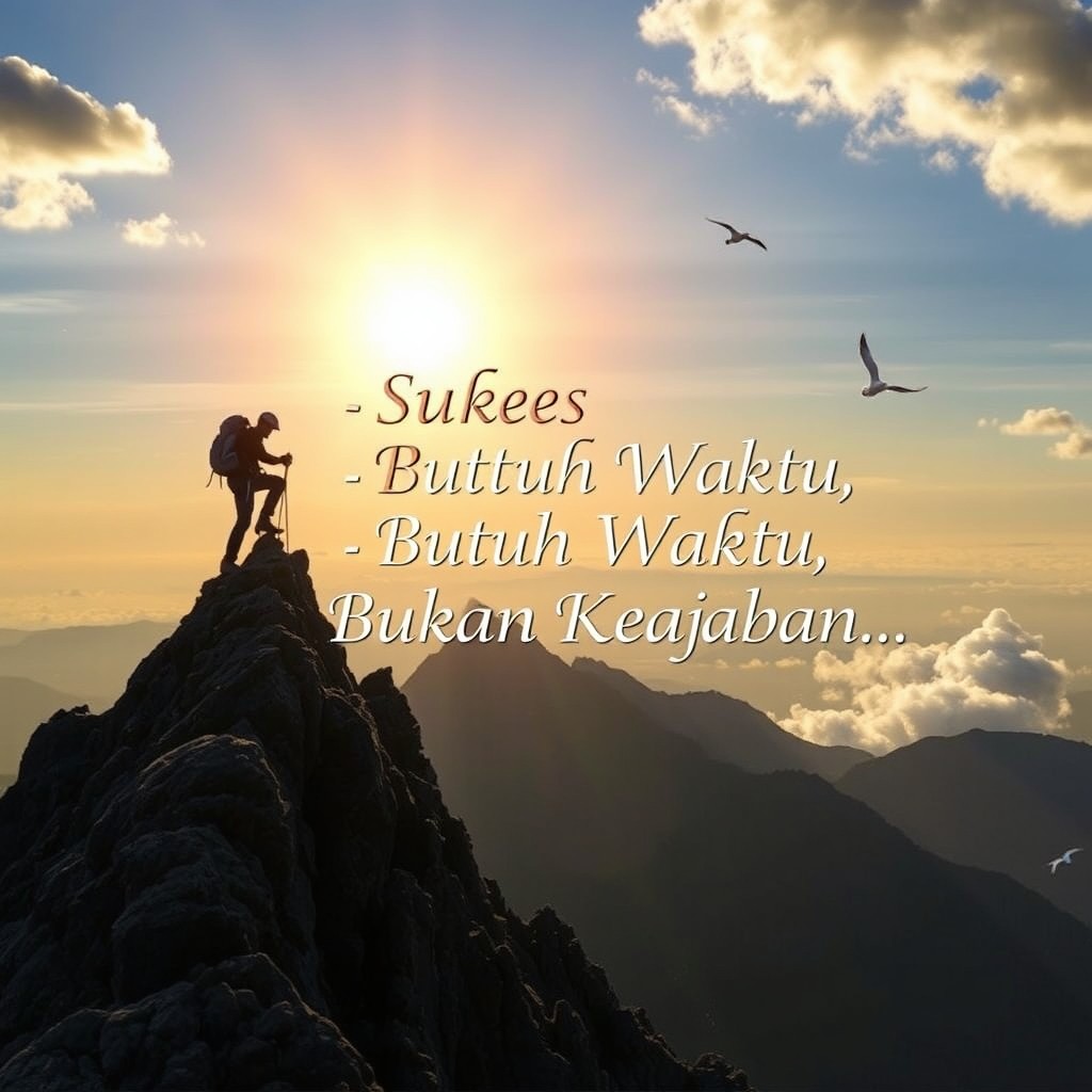 A thought-provoking and motivational image featuring the quote: "Sukses Itu Butuh Waktu, Bukan Keajaiban
