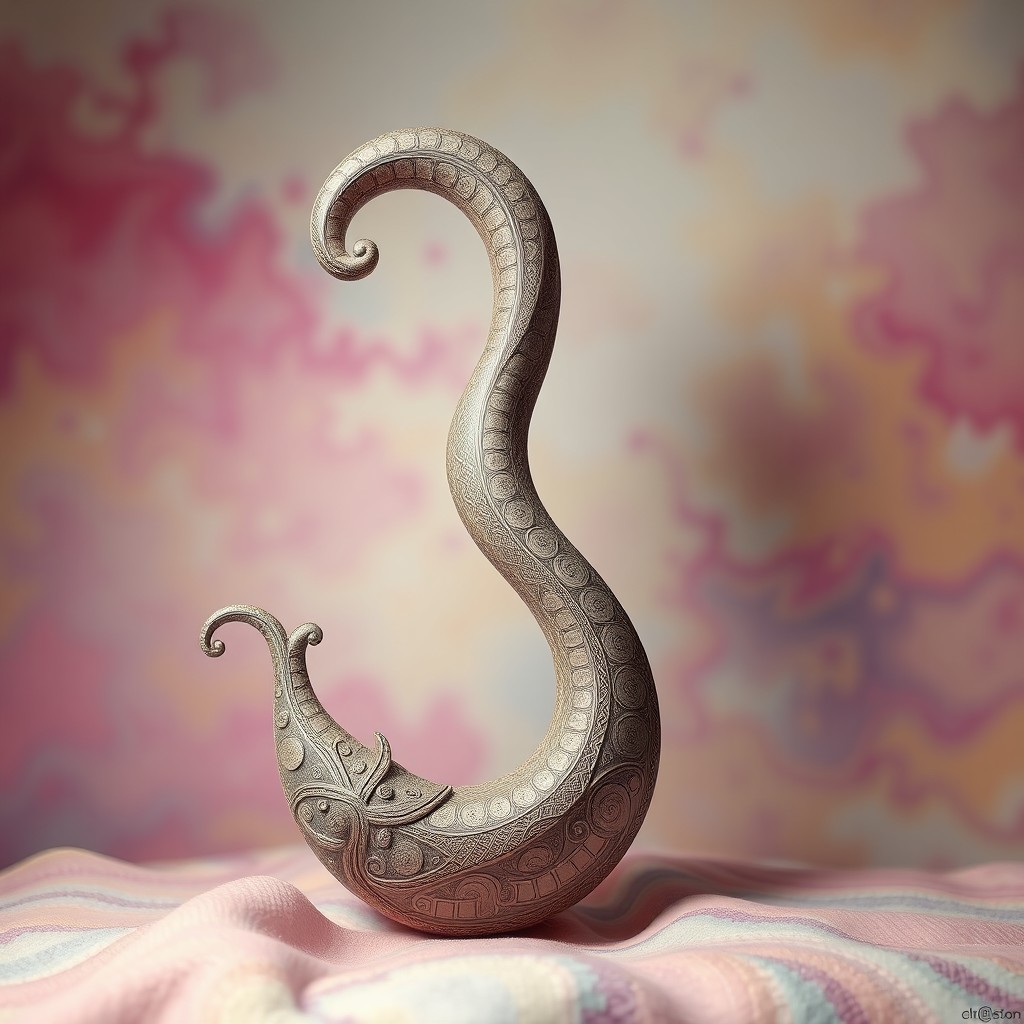 A highly detailed, artistic depiction of a large stylized phallic symbol, designed with intricate patterns and textures