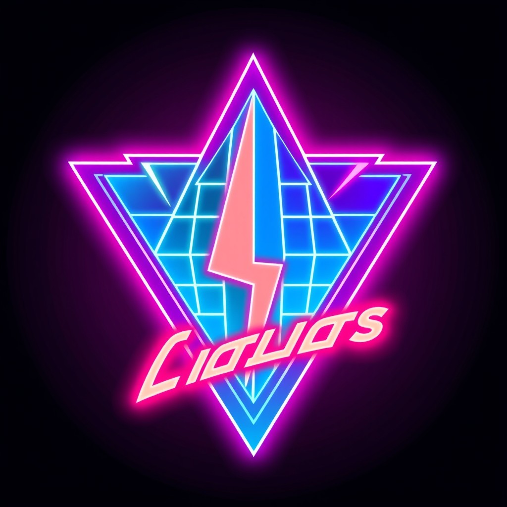 A reimagined logo inspired by the 1980s design style, featuring vibrant colors, geometric shapes, and retro typography
